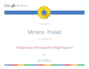 Attestato Google Apps Working with Google Support